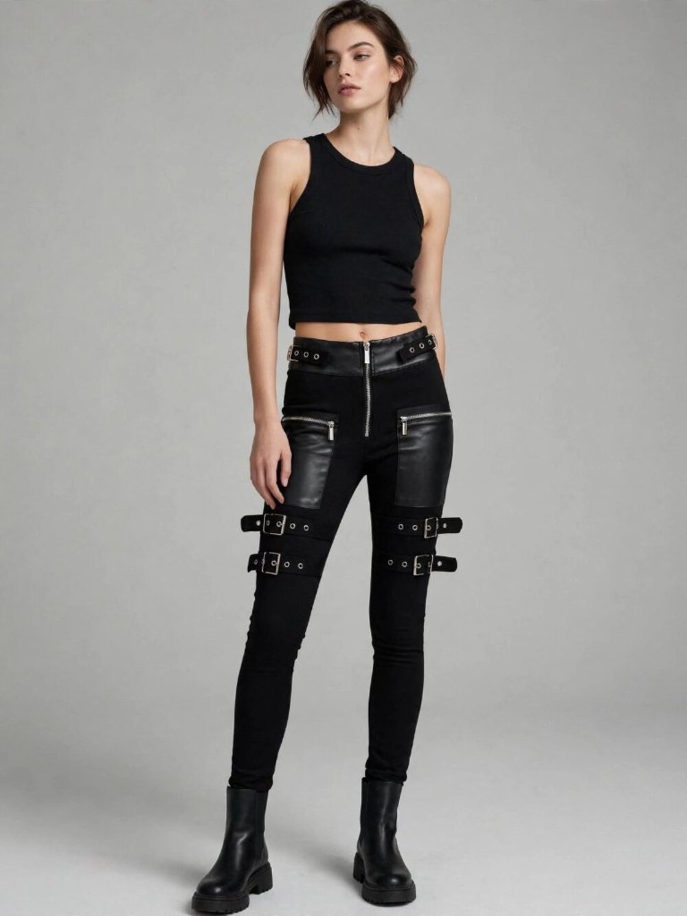 Maniere De Voir Buckle Strap Pants 4 Black Alternative Alt Fashion Goth Punk XS